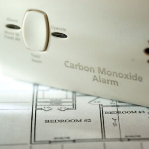 white rectangle carbon monoxide detector on a floor plan